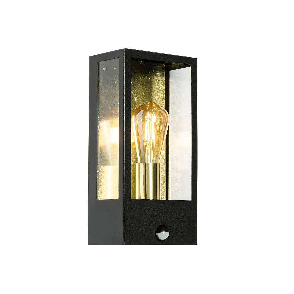QAZQA Buiten Wandlamp Zwart Met Goud En Bewegingsmelder - Rotterdam 4 QAZQA Buiten Wandlamp Zwart Met Goud En Bewegingsmelder - Rotterdam - Afbeelding 2