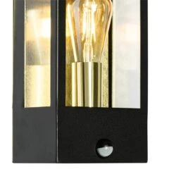 QAZQA Buiten Wandlamp Zwart Met Goud En Bewegingsmelder - Rotterdam 16 QAZQA Buiten Wandlamp Zwart Met Goud En Bewegingsmelder - Rotterdam -Tuinproducten 11764133