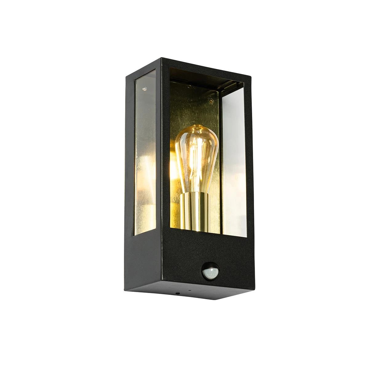 QAZQA Buiten Wandlamp Zwart Met Goud En Bewegingsmelder - Rotterdam 10 QAZQA Buiten Wandlamp Zwart Met Goud En Bewegingsmelder - Rotterdam - Afbeelding 8