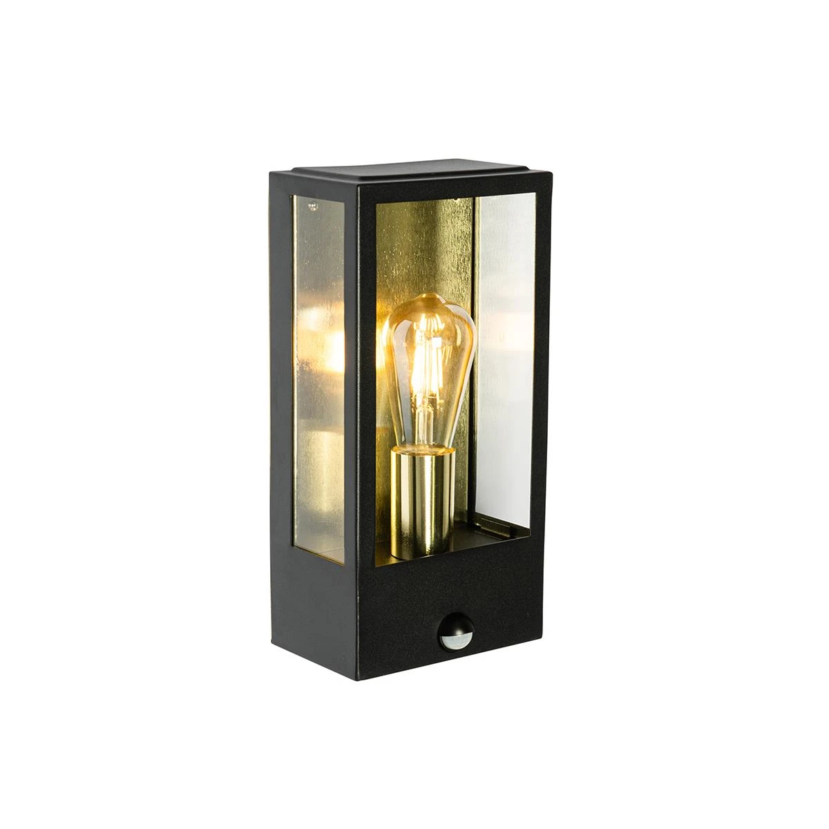 QAZQA Buiten Wandlamp Zwart Met Goud En Bewegingsmelder - Rotterdam 12 QAZQA Buiten Wandlamp Zwart Met Goud En Bewegingsmelder - Rotterdam - Afbeelding 10