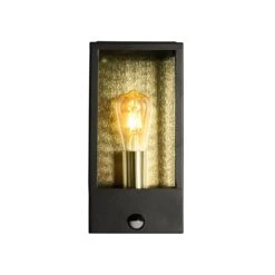 QAZQA Buiten Wandlamp Zwart Met Goud En Bewegingsmelder - Rotterdam 23 QAZQA Buiten Wandlamp Zwart Met Goud En Bewegingsmelder - Rotterdam -Tuinproducten 11764170