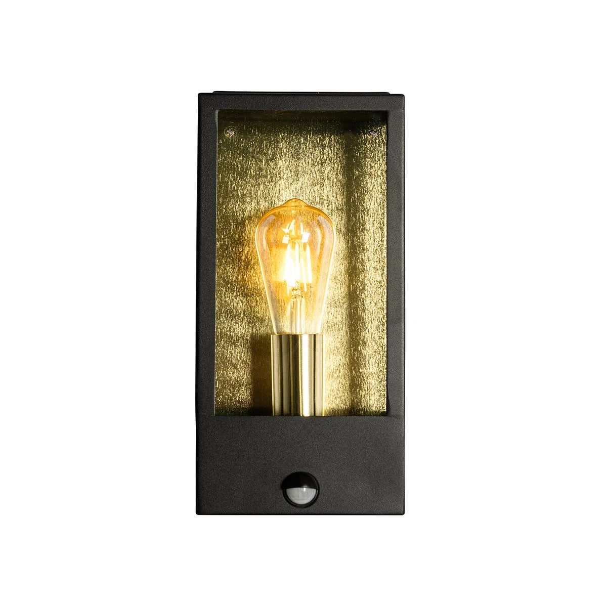 QAZQA Buiten Wandlamp Zwart Met Goud En Bewegingsmelder - Rotterdam 13 QAZQA Buiten Wandlamp Zwart Met Goud En Bewegingsmelder - Rotterdam - Afbeelding 11