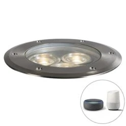QAZQA Smart Grondspot Staal RVS IP67 Incl. Wifi GU10 - Tribus