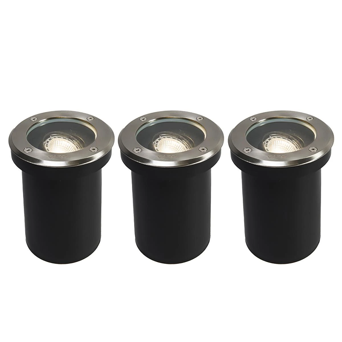 QAZQA Set Van 3 Buiten Grondspots Staal Verstelbaar IP65 - Delux 4 QAZQA Set Van 3 Buiten Grondspots Staal Verstelbaar IP65 - Delux - Afbeelding 2