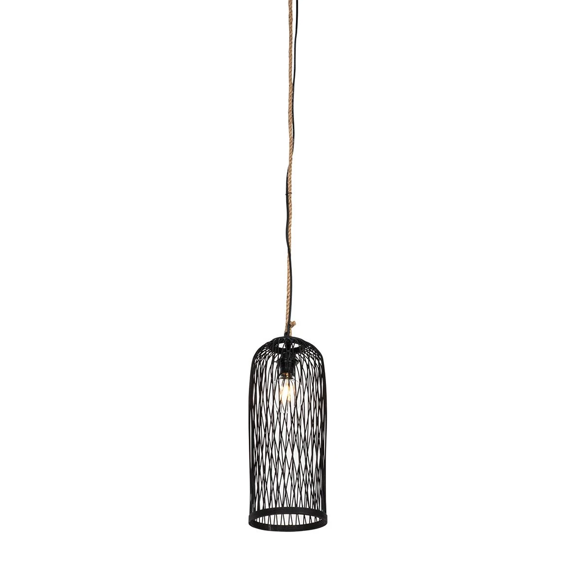 QAZQA Landelijke Buiten Hanglamp Zwart Rotan 25 Cm - Calamus 13 QAZQA Landelijke Buiten Hanglamp Zwart Rotan 25 Cm - Calamus - Afbeelding 11