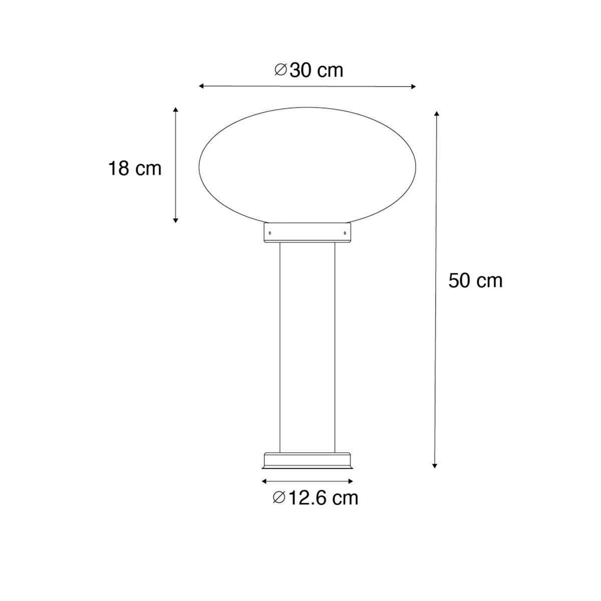 QAZQA Modern Buiten Paaltje Zwart 50 Cm - Elly 4 QAZQA Modern Buiten Paaltje Zwart 50 Cm - Elly - Afbeelding 2