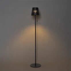 QAZQA Buiten Vloerlamp Zwart Incl. LED 3-staps Dimbaar Op Solar - -Tuinproducten 11764924