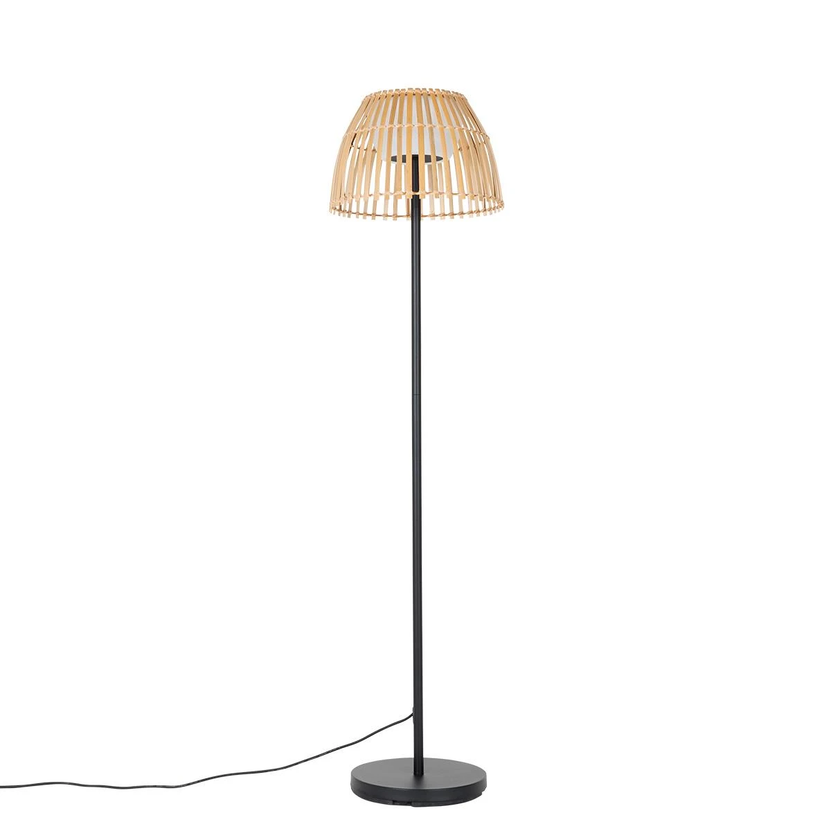 QAZQA Landelijke Buiten Vloerlamp Zwart Met Bamboe Incl. LED - Kaiser 5 QAZQA Landelijke Buiten Vloerlamp Zwart Met Bamboe Incl. LED - Kaiser - Afbeelding 3