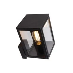 QAZQA Landelijke Wandlamp Zwart IP44 - Sutton Up -Tuinproducten 11767369
