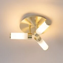 QAZQA Moderne Badkamer Plafondlamp Messing 3-lichts IP44 - Bath -Tuinproducten 11767471