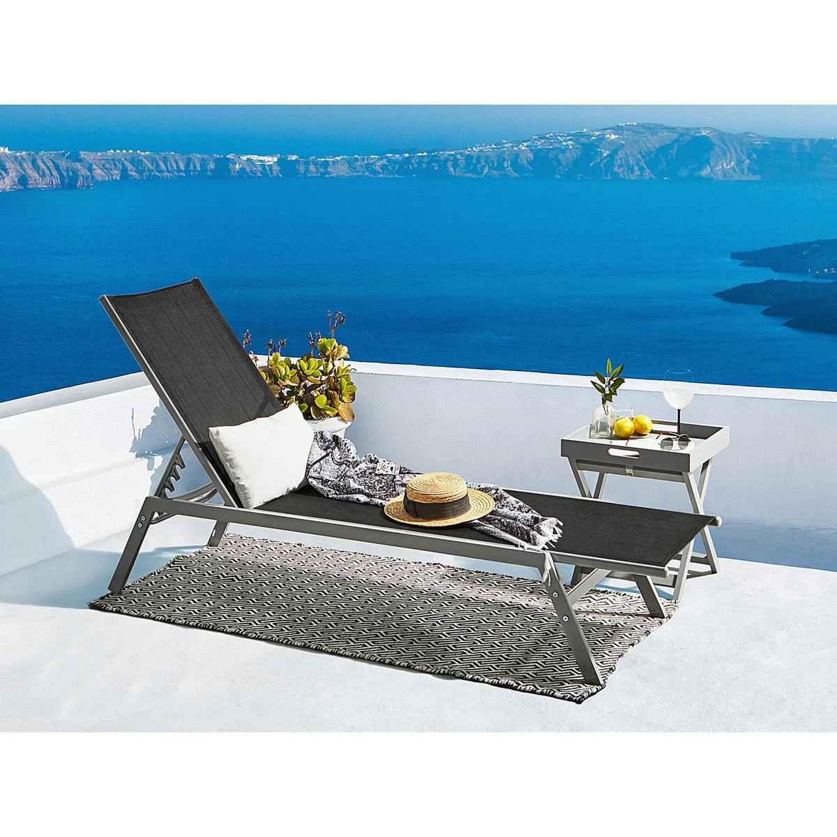 Beliani - NOLI - Strandstoel - Zwart - Staal 4 Beliani - NOLI - Strandstoel - Zwart - Staal - Afbeelding 2