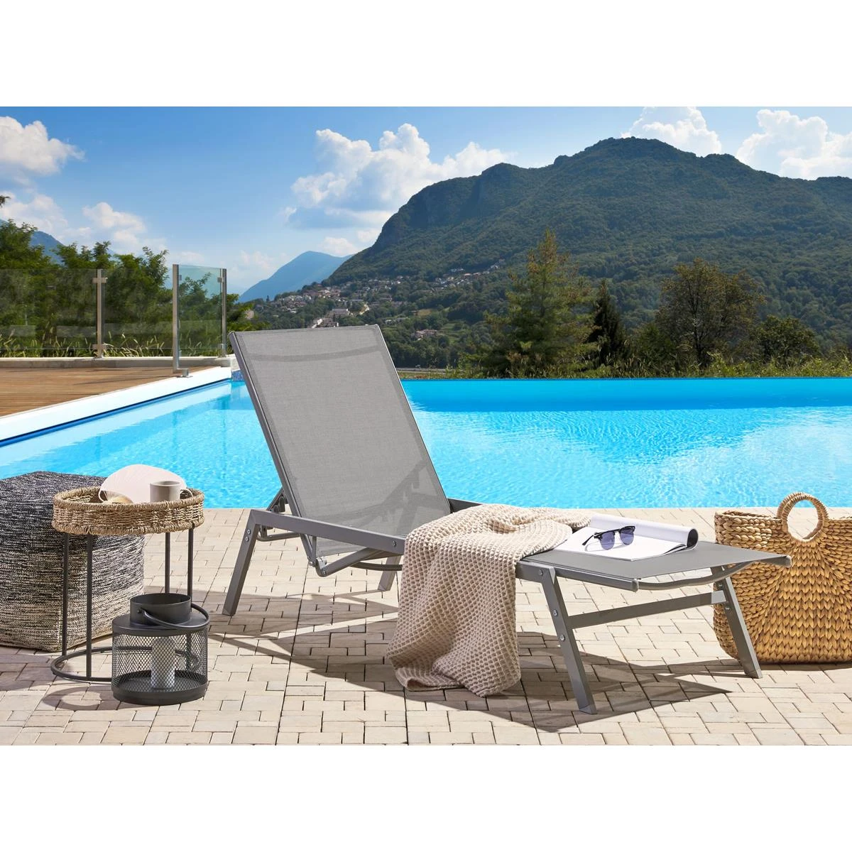 Beliani - VERNAZZA - Strandstoel - Grijs - Staal 4 Beliani - VERNAZZA - Strandstoel - Grijs - Staal - Afbeelding 2