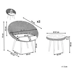 Beliani - ORTIGIA - Bistroset Voor 2 - Natuurlijk - PE Rotan 24 Beliani - ORTIGIA - Bistroset Voor 2 - Natuurlijk - PE Rotan -Tuinproducten 9435325