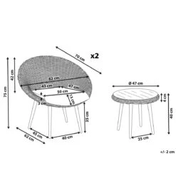 Beliani - ORTIGIA - Bistroset Voor 2 - Natuurlijk - PE Rotan 25 Beliani - ORTIGIA - Bistroset Voor 2 - Natuurlijk - PE Rotan -Tuinproducten 9435326