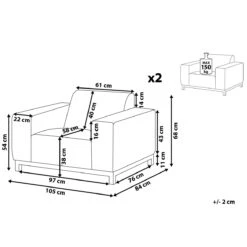 Beliani - ROVIGO - Tuinstoel Set Van 2 - Grijs - Polyester -Tuinproducten 9435490