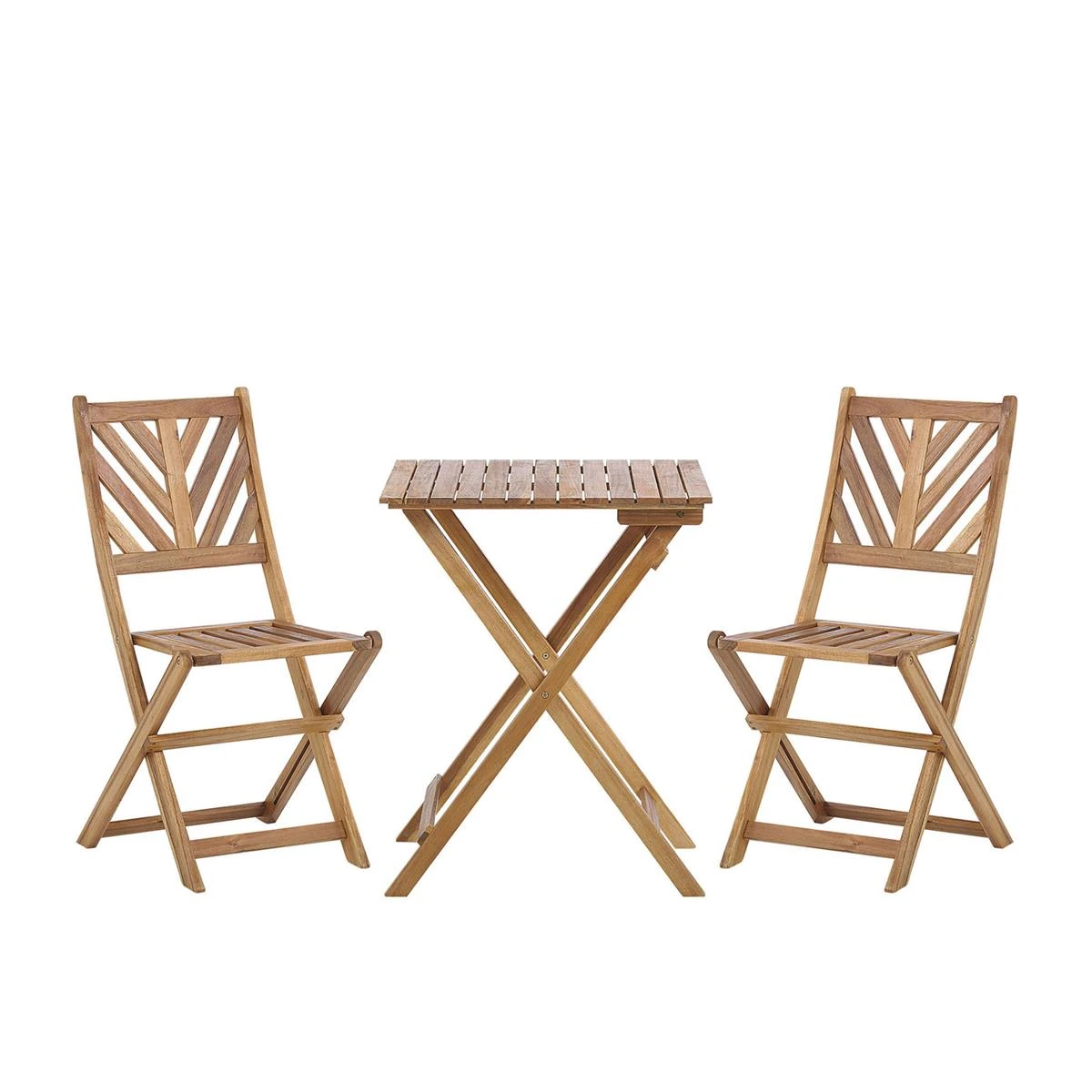 Beliani - TERNI - Bistroset Voor 2 - Lichte Houtkleur - Acaciahout 3 Beliani - TERNI - Bistroset Voor 2 - Lichte Houtkleur - Acaciahout