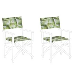Beliani - CINE - Ligstoel Doek Set Van 2 - Groen - Polyester