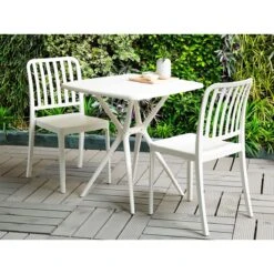 Beliani - SERSALE - Bistroset Voor 2 - Wit - Synthetisch Materiaal 13 Beliani - SERSALE - Bistroset Voor 2 - Wit - Synthetisch Materiaal -Tuinproducten 9435695