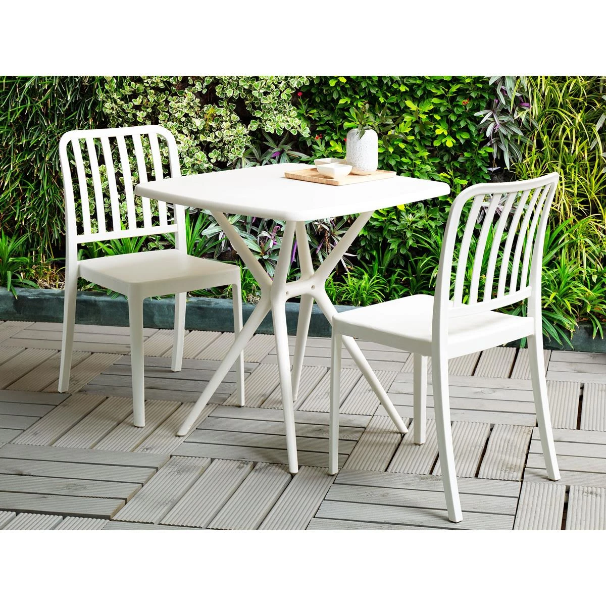 Beliani - SERSALE - Bistroset Voor 2 - Wit - Synthetisch Materiaal 4 Beliani - SERSALE - Bistroset Voor 2 - Wit - Synthetisch Materiaal - Afbeelding 2