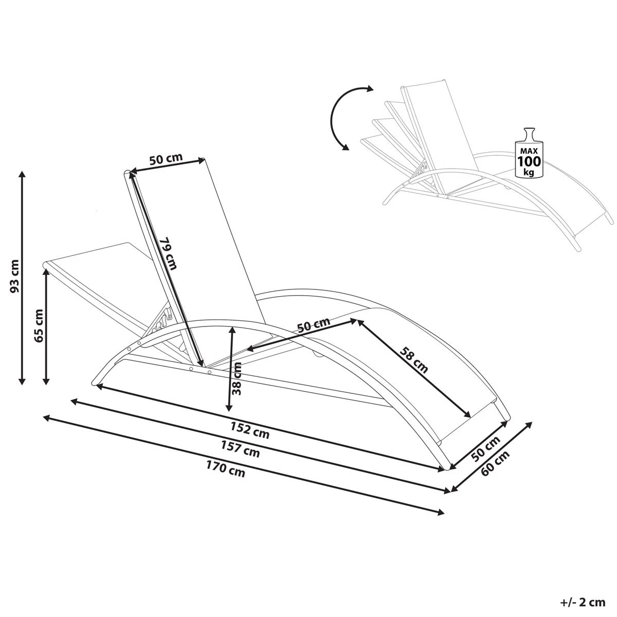 Beliani - GAETA - Zonnenbed - Beige - Staal 12 Beliani - GAETA - Zonnenbed - Beige - Staal - Afbeelding 10