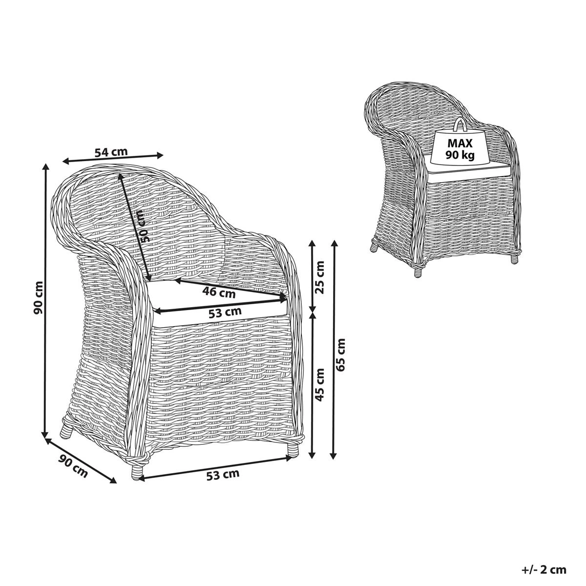 Beliani - SUSUA - Tuinstoel - Natuurlijk - Rotan 10 Beliani - SUSUA - Tuinstoel - Natuurlijk - Rotan - Afbeelding 8