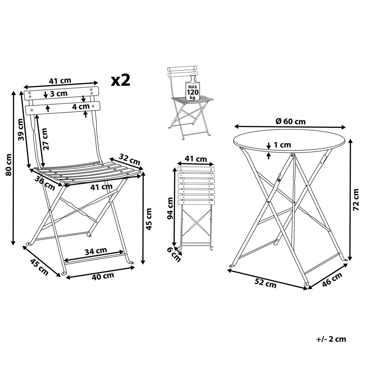 Beliani - FIORI - Bistroset Voor 2 - Rood - Staal 14 Beliani - FIORI - Bistroset Voor 2 - Rood - Staal - Afbeelding 12