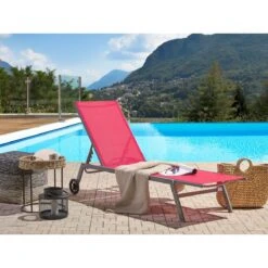 Beliani - LEVANZO - Strandstoel - Rood - Staal 12 Beliani - LEVANZO - Strandstoel - Rood - Staal -Tuinproducten 9439216
