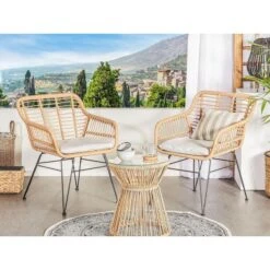 Beliani - TRESTINA - Bistroset Voor 2 - Natuurlijk - PE Rotan 15 Beliani - TRESTINA - Bistroset Voor 2 - Natuurlijk - PE Rotan -Tuinproducten 9439449