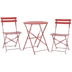 Beliani - FIORI - Bistroset Voor 2 - Rood - Staal