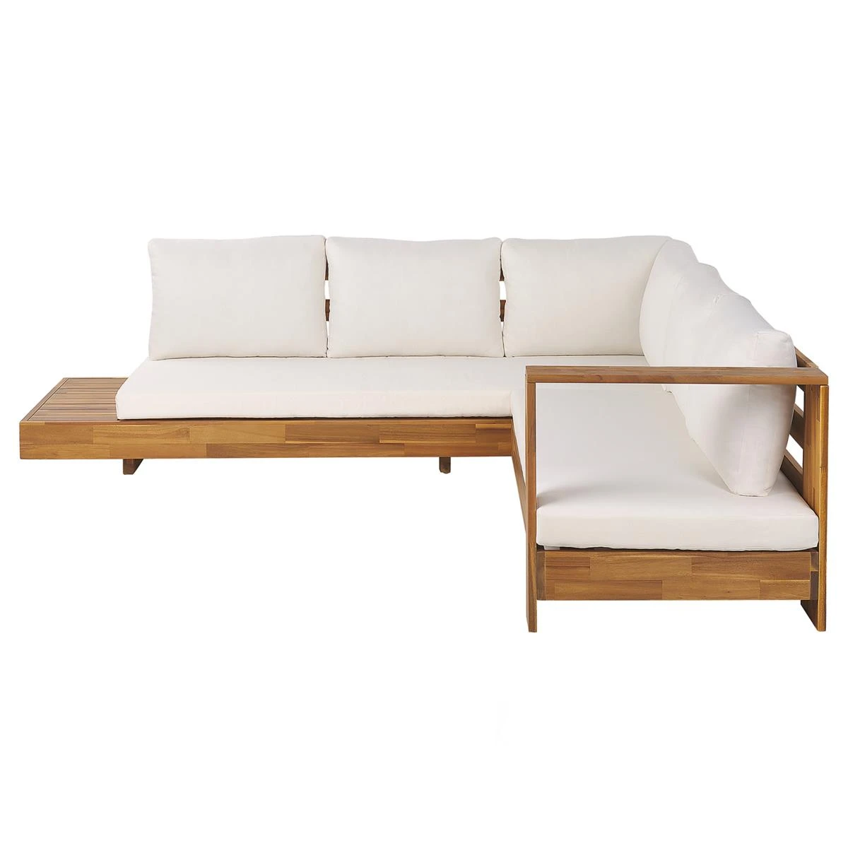 Beliani-MARETTIMO-Loungeset Voor 5-Lichte Houtkleur|Creme-Acaciahout 3 Beliani-MARETTIMO-Loungeset Voor 5-Lichte Houtkleur|Creme-Acaciahout