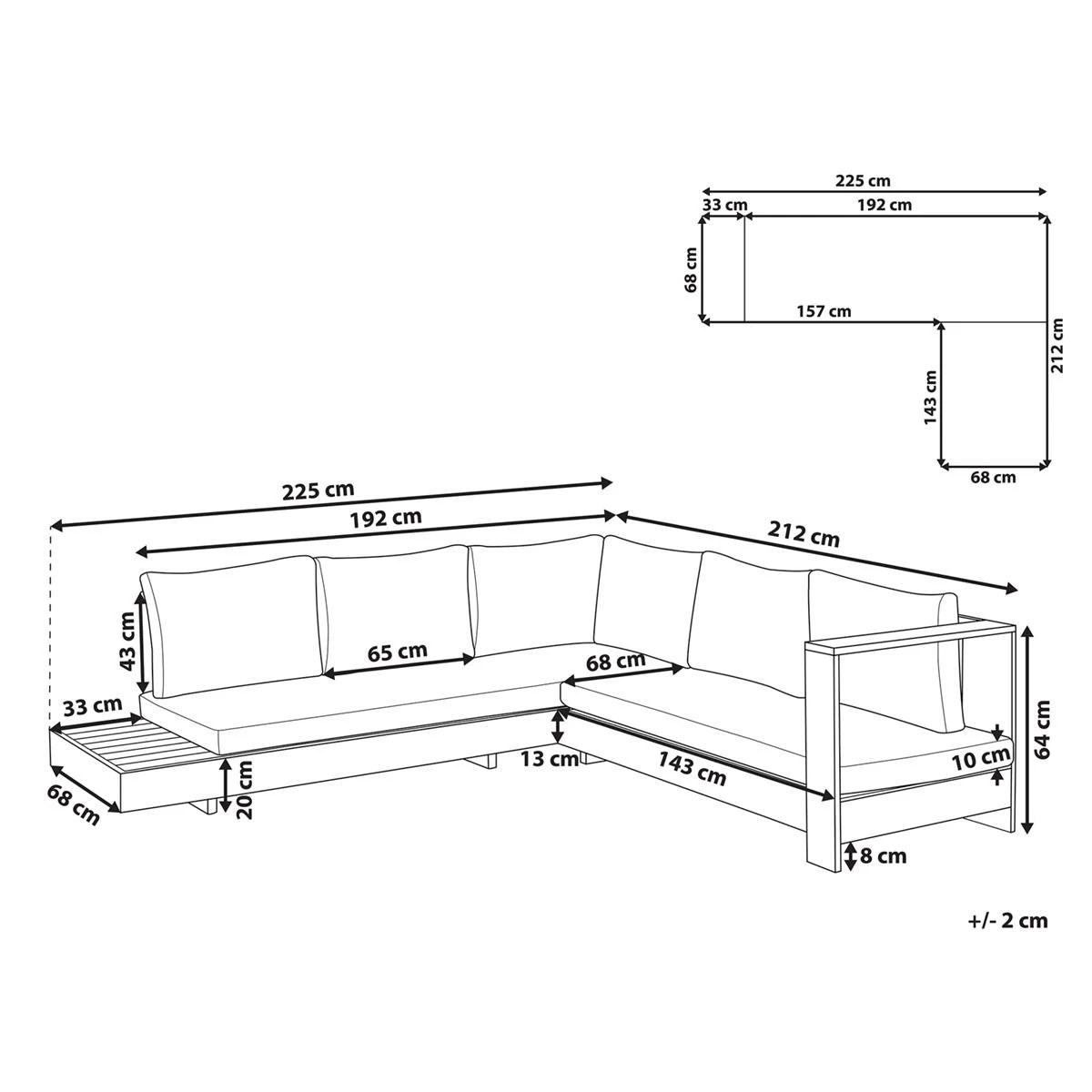 Beliani-MARETTIMO-Loungeset Voor 5-Lichte Houtkleur|Creme-Acaciahout 13 Beliani-MARETTIMO-Loungeset Voor 5-Lichte Houtkleur|Creme-Acaciahout - Afbeelding 11