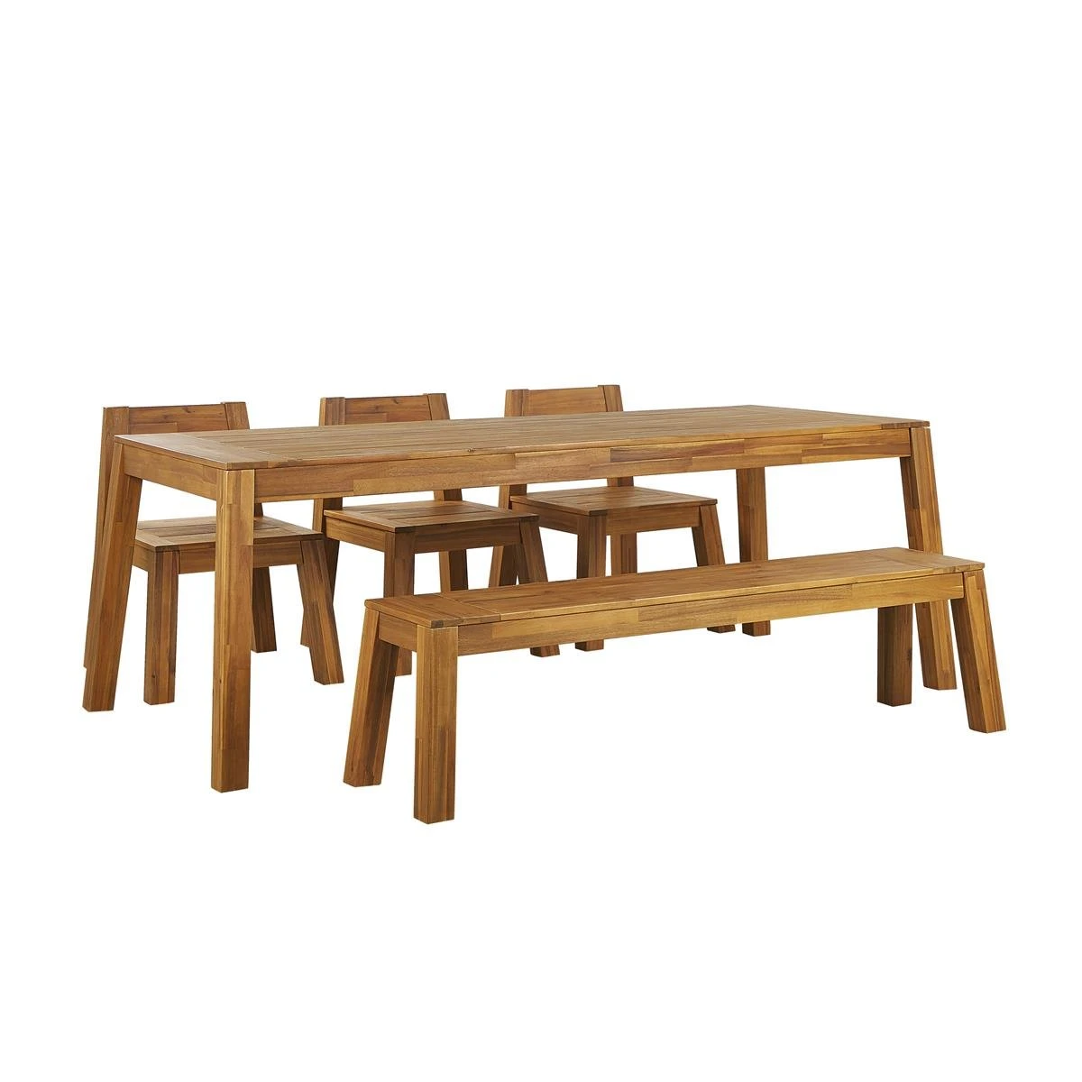 Beliani-LIVORNO -Tuinset Voor 6 3 Stoelen En Bank-Lichthout-Acaciahout 5 Beliani-LIVORNO -Tuinset Voor 6 3 Stoelen En Bank-Lichthout-Acaciahout - Afbeelding 3