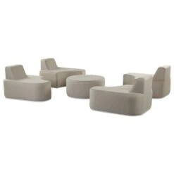 Beliani - FABRO - Loungeset Voor 4 - Grijs - Polyester