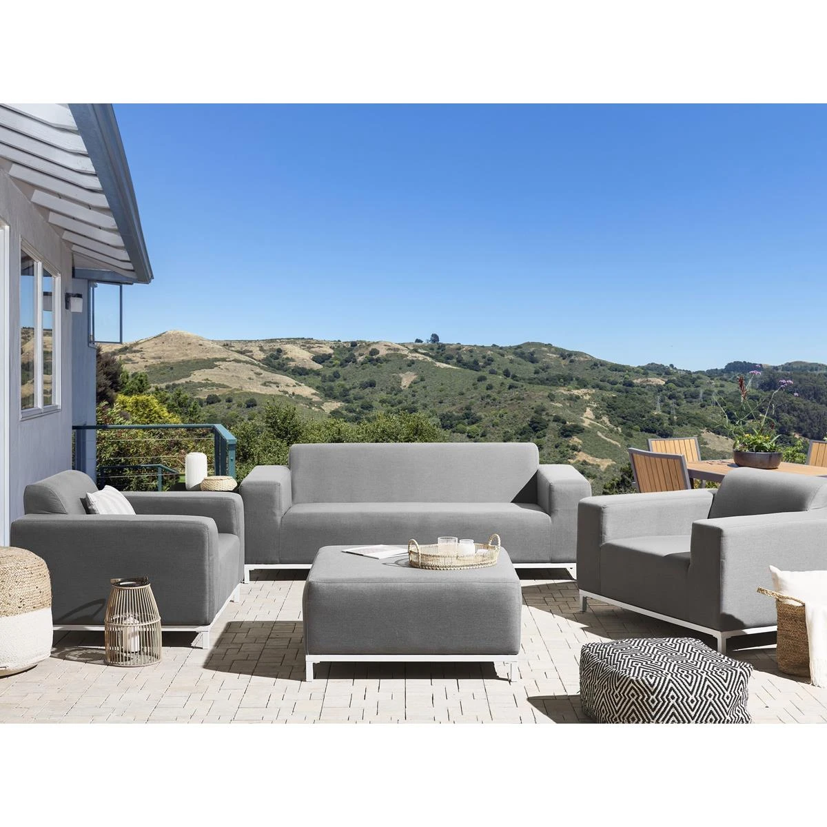 Beliani - ROVIGO - Loungeset Voor 5 - Grijs - Polyester 4 Beliani - ROVIGO - Loungeset Voor 5 - Grijs - Polyester - Afbeelding 2