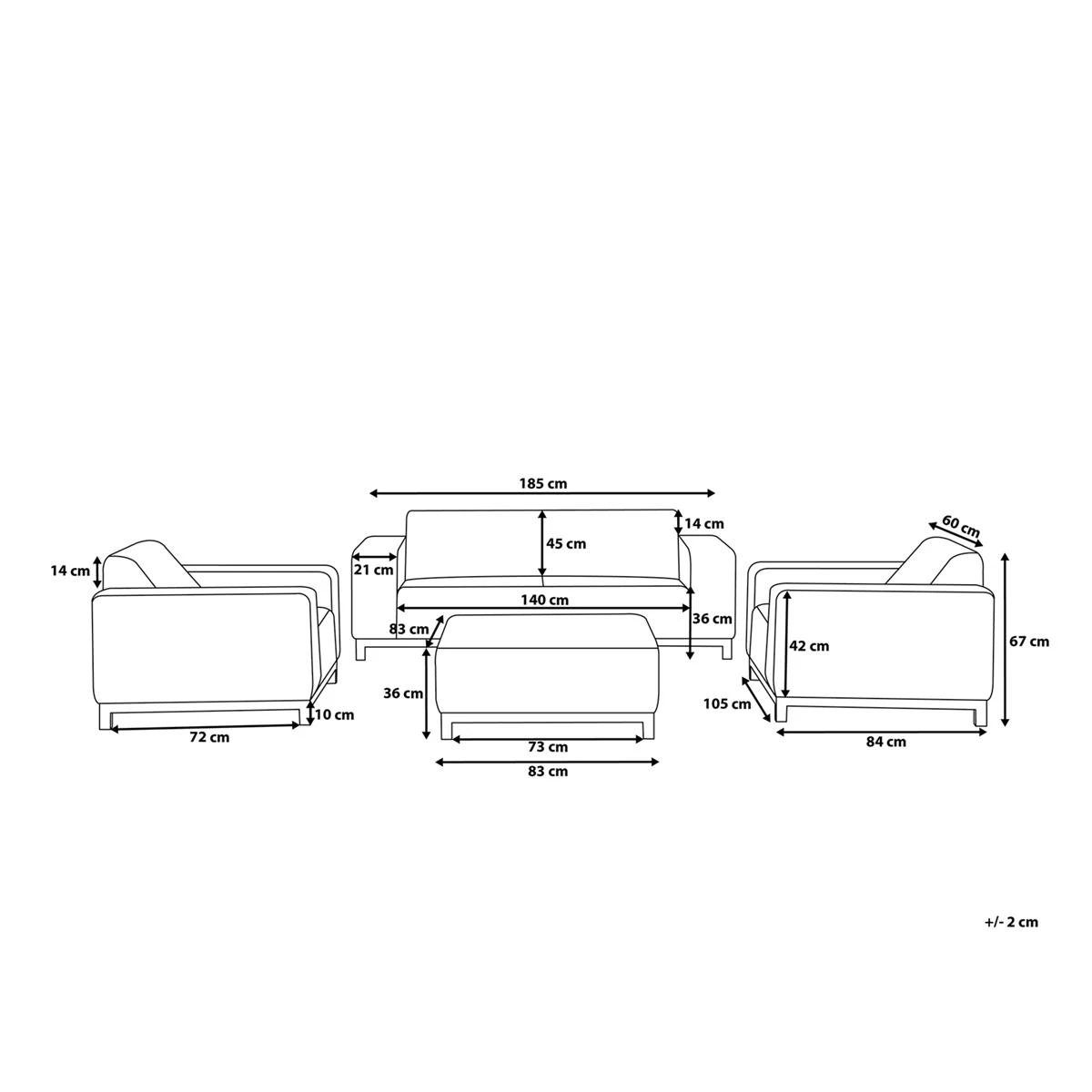 Beliani - ROVIGO - Loungeset Voor 5 - Grijs - Polyester 13 Beliani - ROVIGO - Loungeset Voor 5 - Grijs - Polyester - Afbeelding 11