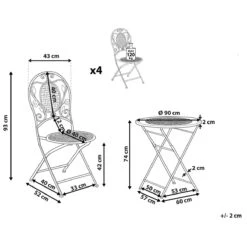 Beliani - BIVIO - Tuinset Voor 4 - Wit - IJzer 25 Beliani - BIVIO - Tuinset Voor 4 - Wit - IJzer -Tuinproducten 9444882