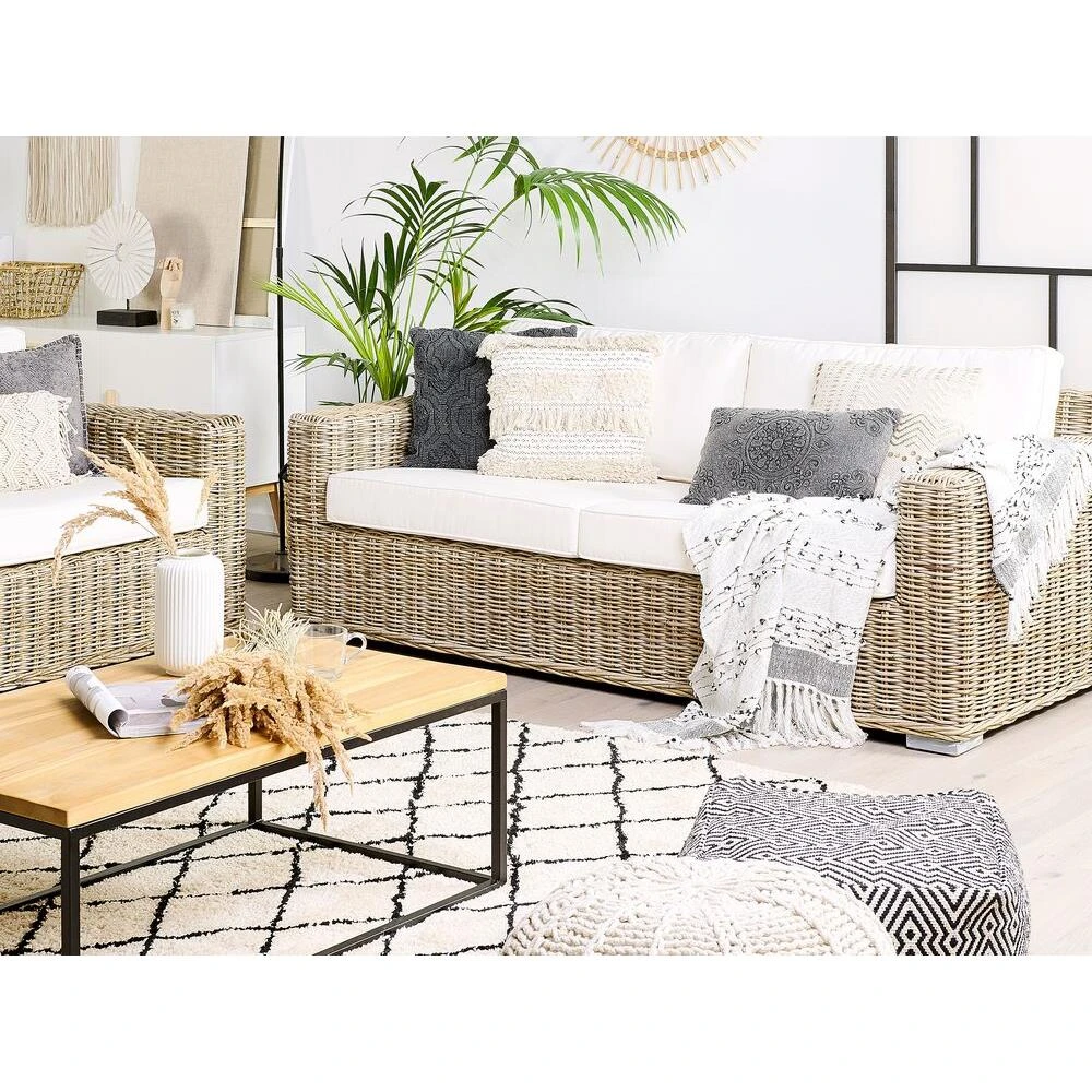 Beliani - ARDEA - Loungeset Voor 4 - Natuurlijk - Rotan 9 Beliani - ARDEA - Loungeset Voor 4 - Natuurlijk - Rotan - Afbeelding 7