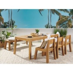 Beliani-LIVORNO -Tuinset Voor 6 3 Stoelen En Bank-Lichthout-Acaciahout 15 Beliani-LIVORNO -Tuinset Voor 6 3 Stoelen En Bank-Lichthout-Acaciahout -Tuinproducten 9445416
