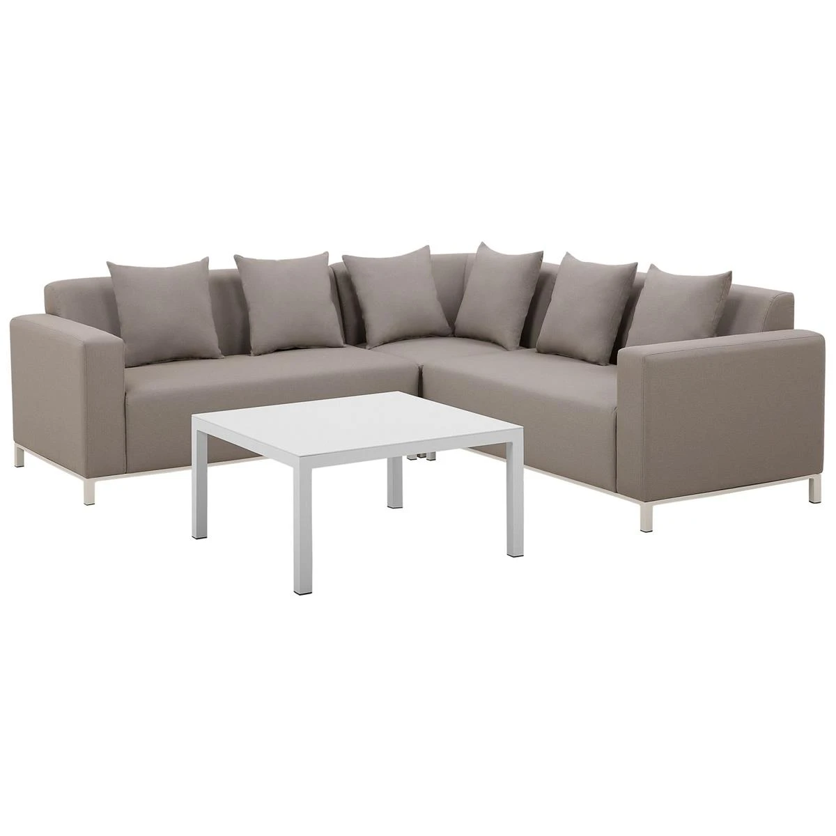 Beliani - BELIZE - Loungeset Voor 5 - Beige - Polyester 3 Beliani - BELIZE - Loungeset Voor 5 - Beige - Polyester