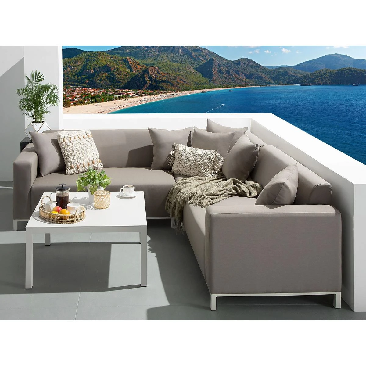 Beliani - BELIZE - Loungeset Voor 5 - Beige - Polyester 4 Beliani - BELIZE - Loungeset Voor 5 - Beige - Polyester - Afbeelding 2