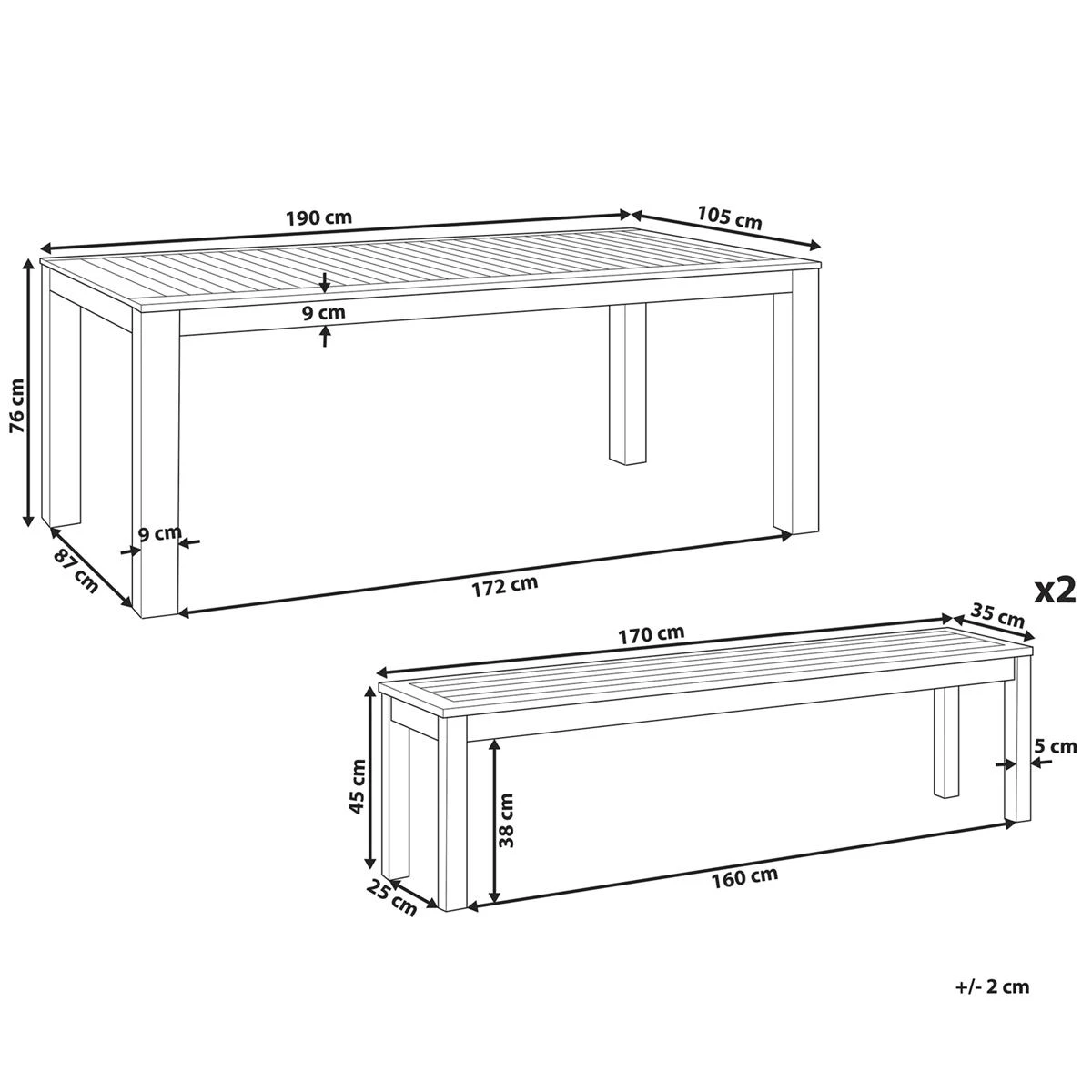 Beliani-MONSANO -Tuinset Voor 6-Lichte Houtkleur-Eucalyptushout 14 Beliani-MONSANO -Tuinset Voor 6-Lichte Houtkleur-Eucalyptushout - Afbeelding 12
