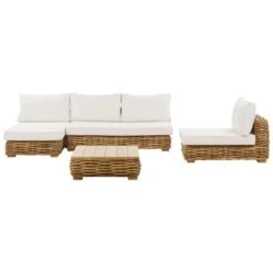 Beliani - VARALLO - Loungeset Voor 4 - Natuurlijk - Rotan -Tuinproducten 9445840