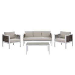 Beliani - BORELLO - Loungeset Voor 5 - Wit - Aluminium