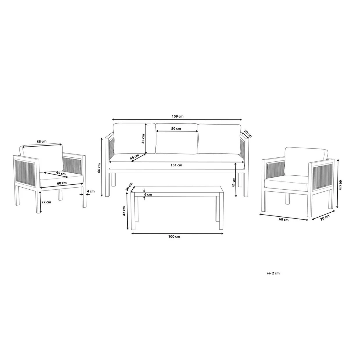 Beliani - BORELLO - Loungeset Voor 5 - Wit - Aluminium 13 Beliani - BORELLO - Loungeset Voor 5 - Wit - Aluminium - Afbeelding 11
