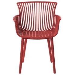 Beliani - PESARO - Tuinstoel Set Van 4 - Rood - Polypropyleen 15 Beliani - PESARO - Tuinstoel Set Van 4 - Rood - Polypropyleen -Tuinproducten 9446721