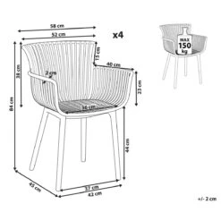 Beliani - PESARO - Tuinstoel Set Van 4 - Rood - Polypropyleen 19 Beliani - PESARO - Tuinstoel Set Van 4 - Rood - Polypropyleen -Tuinproducten 9446734