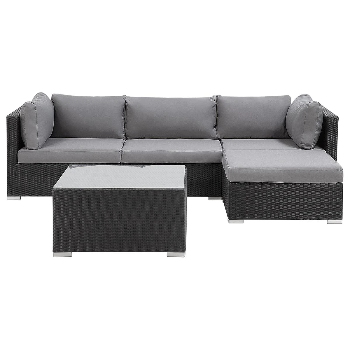 Beliani - SANO - Loungeset Voor 4 - Zwart - PE Rotan 5 Beliani - SANO - Loungeset Voor 4 - Zwart - PE Rotan - Afbeelding 3