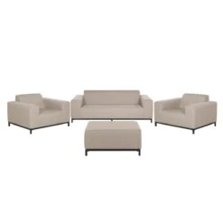 Beliani - ROVIGO - Loungeset Voor 5 - Beige|Zwart - Polyester
