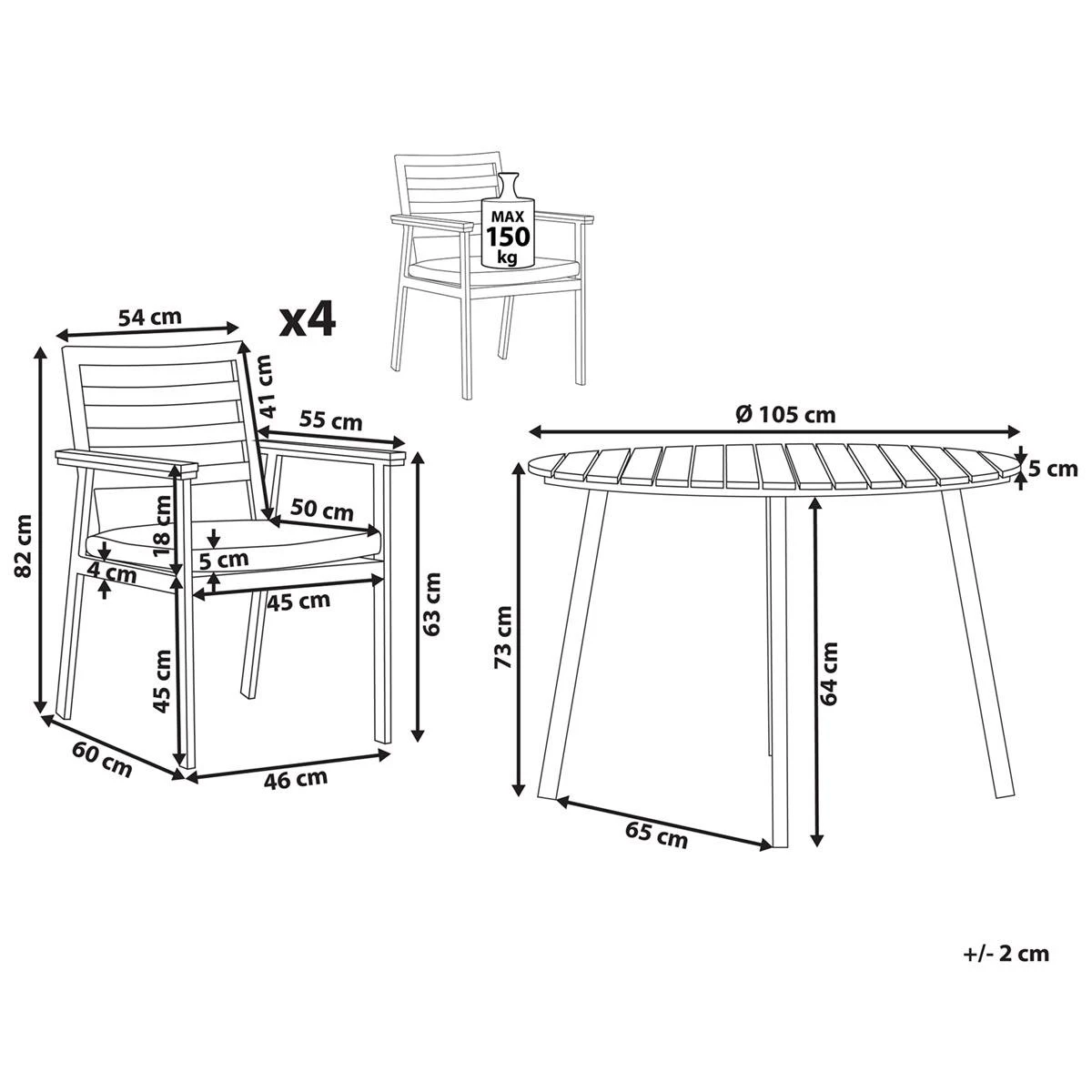 Beliani - CAVOLI - Tuinset Voor 4 - Wit|Beige - Aluminium 13 Beliani - CAVOLI - Tuinset Voor 4 - Wit|Beige - Aluminium - Afbeelding 11