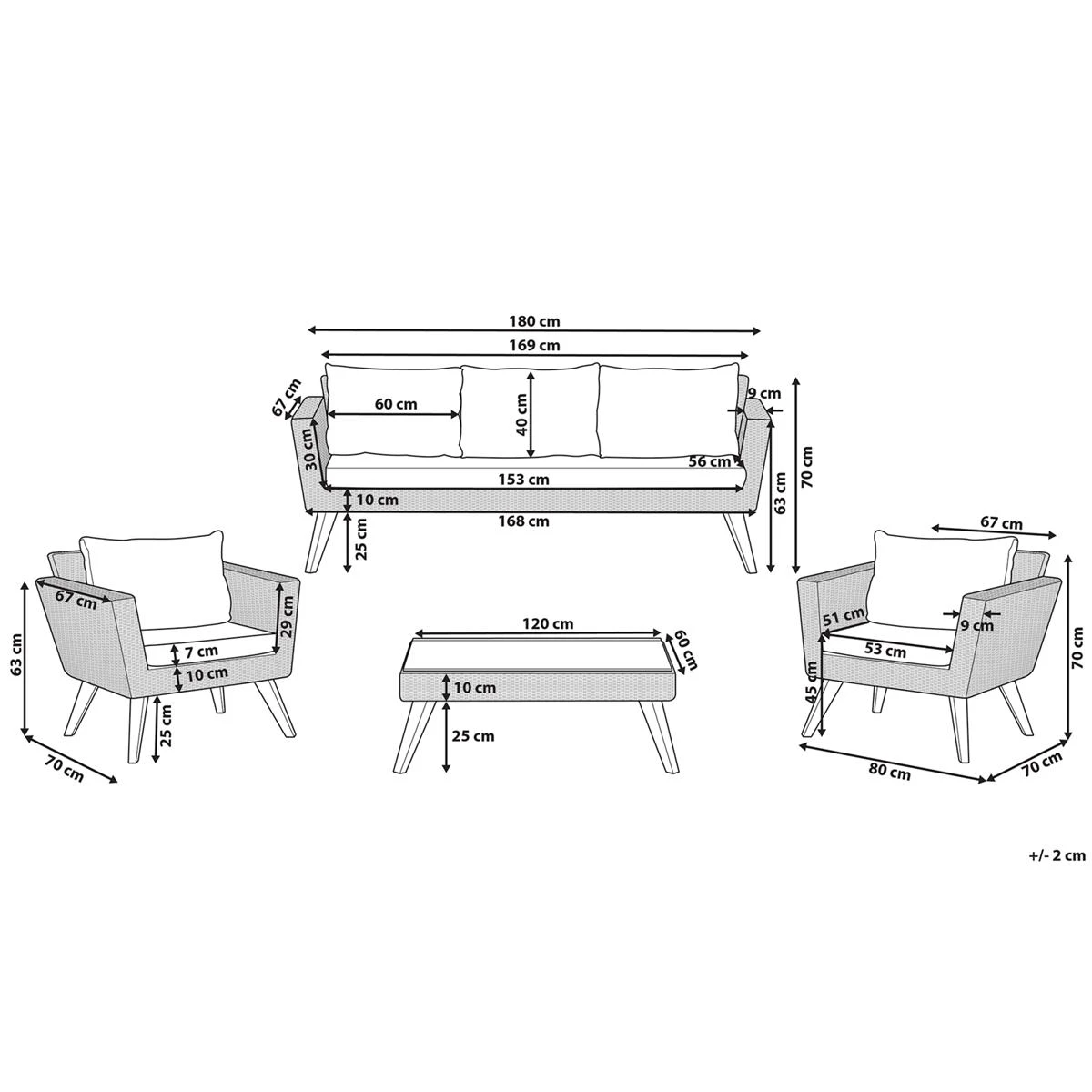 Beliani - VITTORIA - Loungeset Voor 5 - Natuurlijk - PE Rotan 13 Beliani - VITTORIA - Loungeset Voor 5 - Natuurlijk - PE Rotan - Afbeelding 11
